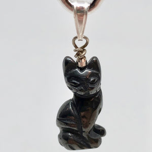 Adorable! Hematite Cat & Solid Sterling Silver Pendant 509257HMS - PremiumBead Alternate Image 2