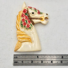 Load image into Gallery viewer, Waterbuffalo Bone Carousel Horse| 50.5x34x5.5mm| Cream/Red/Yellow/Green| 1 Bead| - PremiumBead Alternate Image 3

