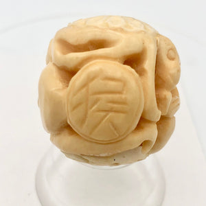 Cracked Chinese Zodiac Year of the Monkey Bone Bead| 30mm| Cream| Round| 1 Bead| - PremiumBead Alternate Image 5