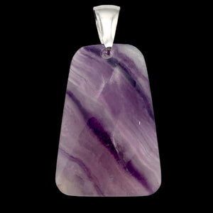 Striped Lavender Fluorite & Sterling Silver Trapezoid Pendant