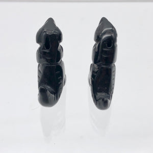 T-Rex Dinosaur Carved Obsidian Tyrannosaurus Rex Figurine | 21x18.5x7mm | Black - PremiumBead Alternate Image 9
