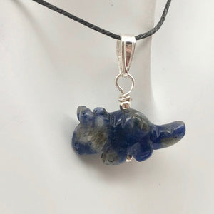 Sodalite Triceratops Dinosaur with Sterling Silver Pendant 509303SDS | 22x12x7.5mm (Triceratops), 5.5mm (Bail Opening), 7/8" (Long) | Blue - PremiumBead Alternate Image 6