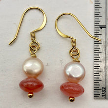 Load image into Gallery viewer, Gem Quality Rhodochrosite Pearl Drop Golden French Wire Earrings - PremiumBead Alternate Image 6
