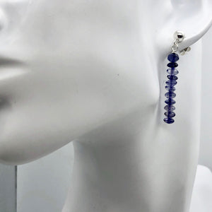 Vibrant Faceted Iolite Dangling Post Earrings | Sterling Silver | 1 3/4" Long |