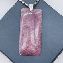 Load image into Gallery viewer, Natural Purple Lepidolite Large Rectangular Sterling Silver Pendant | 2 3/4&quot; |
