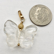 Load image into Gallery viewer, Flutter Carved Quartz Butterfly 14Kgf Pendant | 1 1/4&quot; Long| Clear | 1 Pendant | - PremiumBead Alternate Image 5
