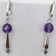 Load image into Gallery viewer, Semi-Precious Royal Natural Faceted 8mm Amethyst Sterling Silver Drop Earrings - PremiumBead Alternate Image 8
