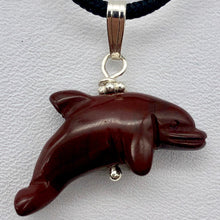 Load image into Gallery viewer, Jasper Dolphin Pendant Necklace | Semi Precious Stone Jewelry | Silver Pendant - PremiumBead Alternate Image 5
