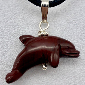 Jasper Dolphin Pendant Necklace | Semi Precious Stone Jewelry | Silver Pendant - PremiumBead Alternate Image 5