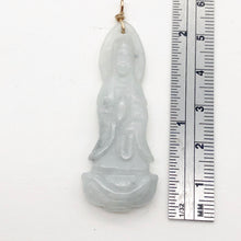 Load image into Gallery viewer, Carved Quan Yin Precious Stone Jewelry Pendant in Green White Jade and Gold
