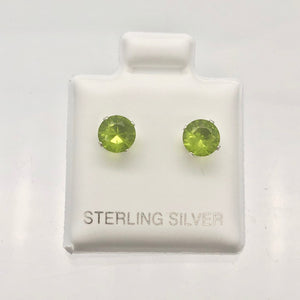 August Birthstone 5mm Lab Peridot Sterling Silver Earrings - PremiumBead Alternate Image 3