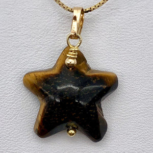 Tiger Eye Starfish Pendant Necklace | Semi Precious Stone | 14k gf Pendant - PremiumBead Primary Image 1