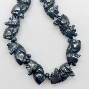 Howling New Moon 2 Carved Hematite Wolf Coyote Beads | 21x11x8mm | Silver black - PremiumBead Alternate Image 10