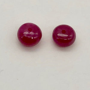 2 Gemmy Natural Ruby 5.25x3.5mm Smooth Roundel Beads | 2.5 carats|