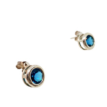 Load image into Gallery viewer, December 7mm Blue Zircon &amp; Sterling Silver Earrings 9780Lb

