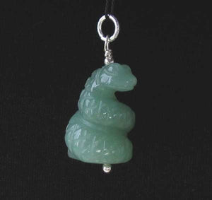 Ss! Carved Aventurine Snake & Sterling Silver Pendant - PremiumBead Primary Image 1