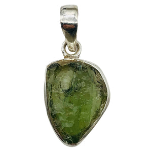 Moldavite Sterling Silver Drop | 1" Long | Green | 1 Pendant |