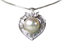 Load image into Gallery viewer, 13mm Cream Tahitian Shell Pearl W/Cubics 925 Sterling Silver Pendant 6408
