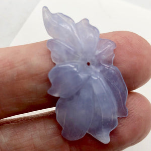 23.8cts Exquisitely Hand Carved Blue Chalcedony Flower Pendant Bead - PremiumBead Alternate Image 3