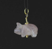 Load image into Gallery viewer, Rose Quartz Pig Pendant Necklace | Semi Precious Stone Jewelry | 14k Pendant
