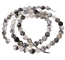 Load image into Gallery viewer, Shine! Natural Untreated Tourmalated Quartz Faceted Round Bead Strand | 6 mm |
