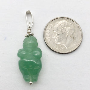 Aventurine Goddess of Willendorf Sterling Silver Pendant |1.38" Long | Green | - PremiumBead Alternate Image 2