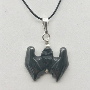 Halloween Hand Carved Hematite Bat Sterling Pendant 509251HMS - PremiumBead Primary Image 1