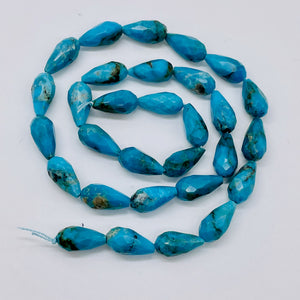 Natural Turquoise Faceted Teardrop Bead Strand 107404B