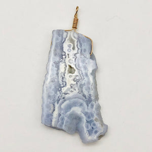 87cts Blue Chalcedony Druzy Dream Bead 14K Gold Filled Pendant | 2 3/4"Long |