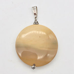 Natural Golden Mookaite Coin w/ Sterling Silver Pendant | 36mm | 2.19" Long - PremiumBead Alternate Image 7