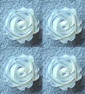 4 Hand Carved Natural Untreated Mother of Pearl 8mm Rose 1/2 Drill - PremiumBead Primary Image 1