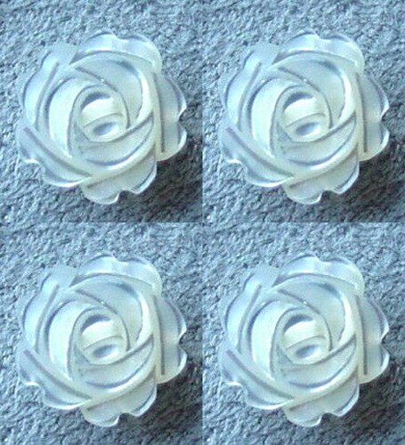 4 Hand Carved Natural Untreated Mother of Pearl 8mm Rose 1/2 Drill - PremiumBead Primary Image 1