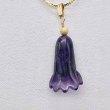 Load image into Gallery viewer, Lily! Natural Carved Amethyst Flower14Kgf Pendant |1 9/16 x 5/16&quot; | Purple | - PremiumBead Alternate Image 7
