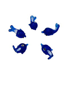 5 Hand Made Glass Lampwork Blue Dolphin Beads 9497