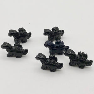 2 Obsidian Dinosaur Stegosaurus Beads | 21x11x8mm | Black and Silver - PremiumBead Alternate Image 3