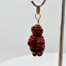 Load image into Gallery viewer, Carved Brecciated Jasper Goddess of Willendorf 14Kgf Pendant|1.38&quot; Long | Red | - PremiumBead Alternate Image 4
