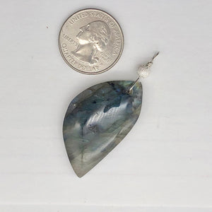 Labradorite Sterling Silver Drop Pendant | 2 1/8" Long | Blue Golden |