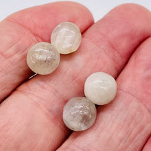Load image into Gallery viewer, Chatoyant Hint of Color Round Kunzite Beads | 9mm | 4 Beads |
