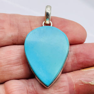 Turquoise Sterling Silver Native Pendant | 2" Long | Blue/Silver |1 Pendant