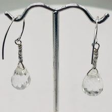 Load image into Gallery viewer, Facetted Quartz Briolette Sterling Silver Earrings | 1 1/2&quot; Long |Clear| 1 Pair|
