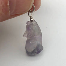 Load image into Gallery viewer, New Moon Amethyst Gray Wolf Solid Sterling Silver Pendant | 1.44&quot; (Long) - PremiumBead Alternate Image 2
