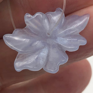 14.4cts Exquisitely Hand Carved Blue Chalcedony Flower Pendant Bead - PremiumBead Alternate Image 3