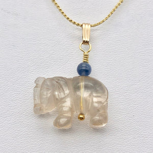 Smoky quartz Elephant Pendant Necklace|Semi Precious Stone Jewelry|14k Pendant