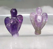 Load image into Gallery viewer, 2 Hand Carved Natural Purple Amethyst Angels 9284Am | 21x14x8mm | Purple - PremiumBead Primary Image 1
