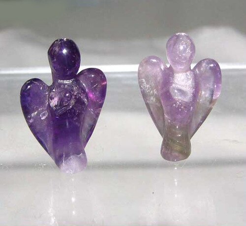 2 Hand Carved Natural Purple Amethyst Angels 9284Am | 21x14x8mm | Purple - PremiumBead Primary Image 1