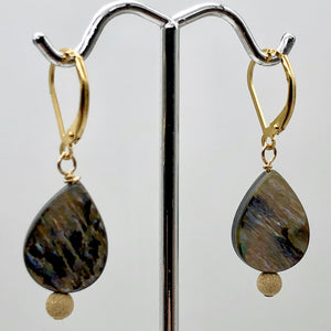 Labradorite 14K Gold Filled Drop Earrings | 1 1/2" Long | Pink Blue |