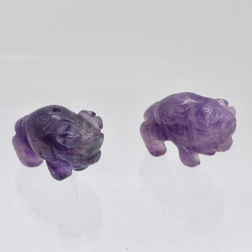 Prosperity 2 Amethyst Hand Carved Bison / Buffalo Beads | 21x14x8mm | Purple - PremiumBead Primary Image 1