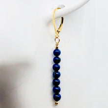 Load image into Gallery viewer, Lapis Lazuli and 14K gf Semi Precious Stone Earrings | 4mm Lapis | 2&quot; Long | - PremiumBead Alternate Image 4

