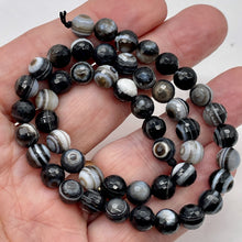 Load image into Gallery viewer, Black and White Sardonyx Faceted 7.5mm Round &quot;Eye&quot; Bead Strand 110275
