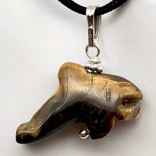 Load image into Gallery viewer, Tiger Eye Dolphin Pendant Necklace | Semi Precious Stone Jewelry | Silver | - PremiumBead Alternate Image 4
